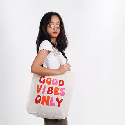 Good Vibes Only Canvas Tote Bag - HASHTACK