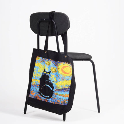 Van Gogh Cat Canvas Tote Bag - HASHTACK