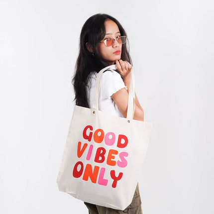 Good Vibes Only Canvas Tote Bag - HASHTACK
