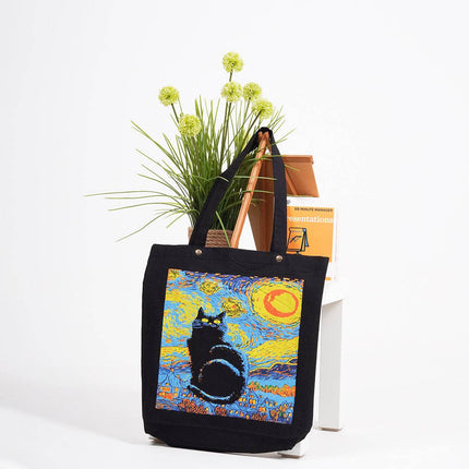 Van Gogh Cat Canvas Tote Bag - HASHTACK