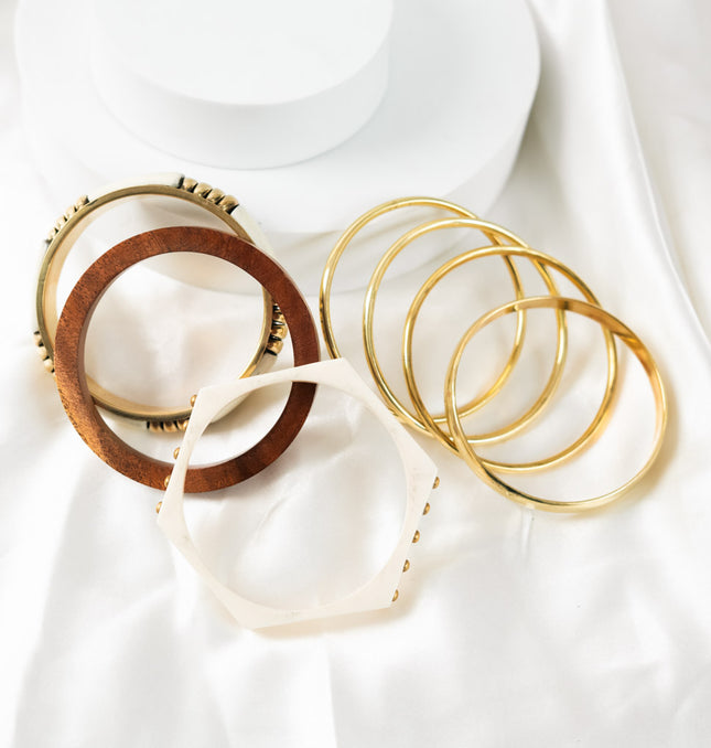 Ivory Luxe Metal Resin Bangles