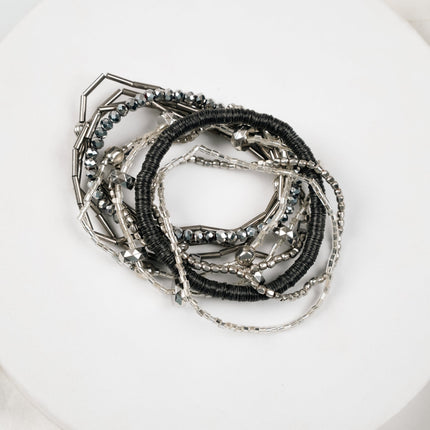 Midnight Luxe Layered Beaded Bracelet Set - HASHTACK