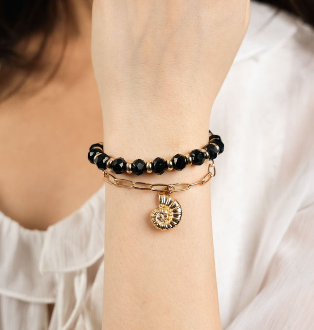 Midnight Muse Shell Charm Bracelet - HASHTACK