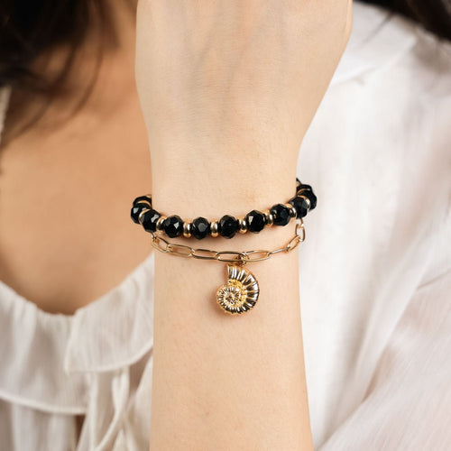 Midnight Muse Shell Charm Bracelet