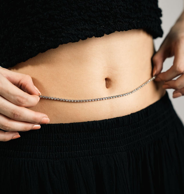 Minimal Crystal Stone Waist Chain - HASHTACK