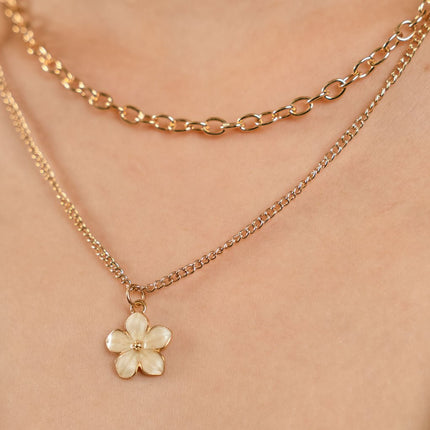 Minimal Flower Layered Necklace - HASHTACK