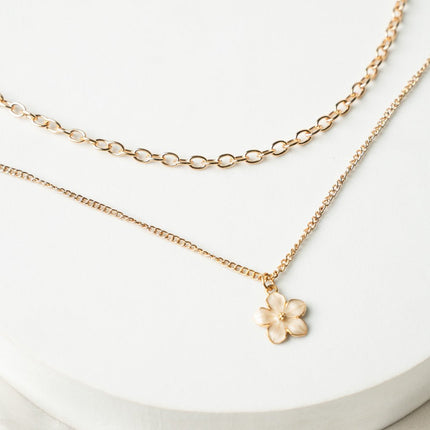 Minimal Flower Layered Necklace - HASHTACK