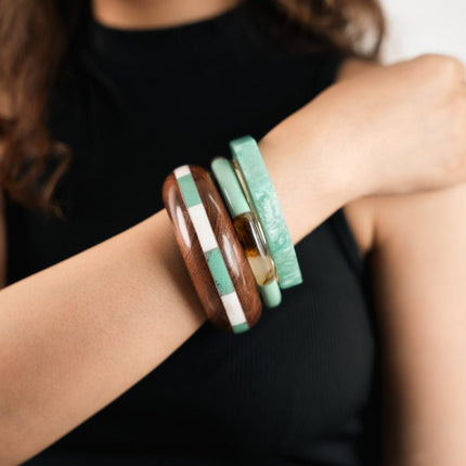 Mint Muse Wooden & Resin Bangles - HASHTACK