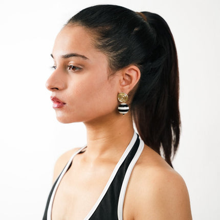 Monochrome Muse Statement Drop Earrings - HASHTACK