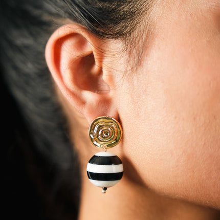 Monochrome Muse Statement Drop Earrings - HASHTACK