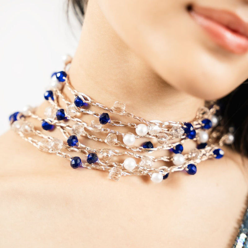Multi-Way Beaded Body Chain Necklace - BLUE
