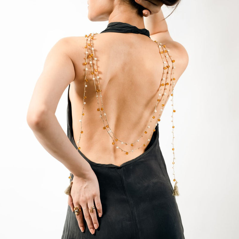 Multi-Way Beaded Body Chain Necklace - GOLD