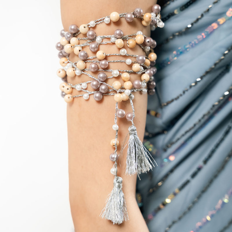 Multi-Way Beaded Body Chain Necklace - NUDE BEIGE