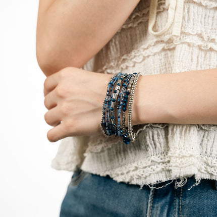 Ocean Blue Multi Layer Stackable Bracelet Set - HASHTACK