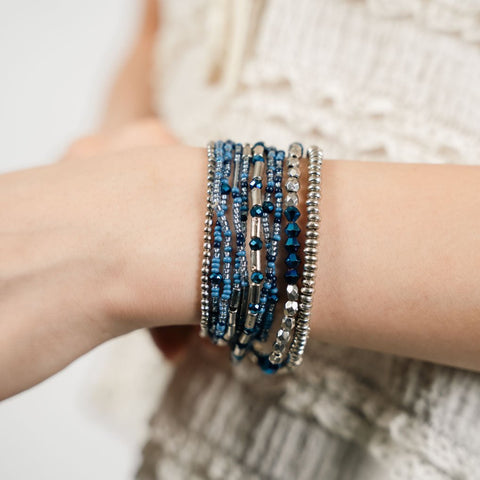 Ocean Blue Multi Layer Stackable Bracelet Set