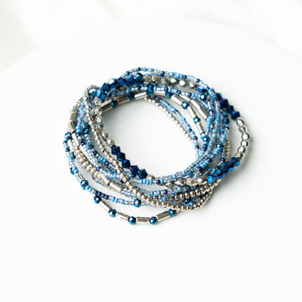 Ocean Blue Multi Layer Stackable Bracelet Set - HASHTACK
