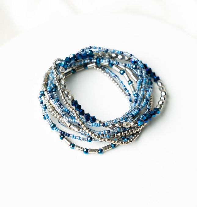 Ocean Blue Multi Layer Stackable Bracelet Set - HASHTACK