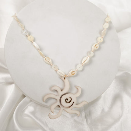 Ocean Sun Shell Pendant Necklace - HASHTACK