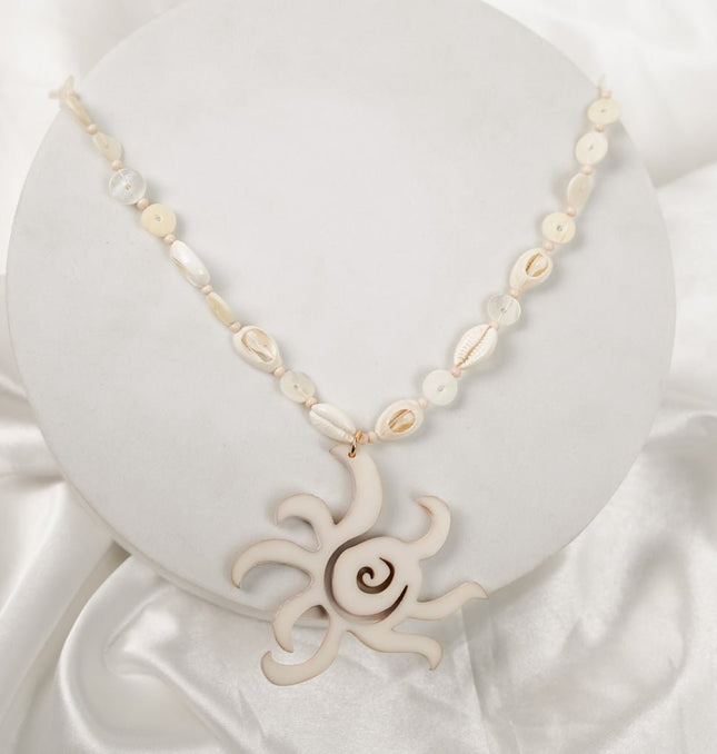 Ocean Sun Shell Pendant Necklace - HASHTACK