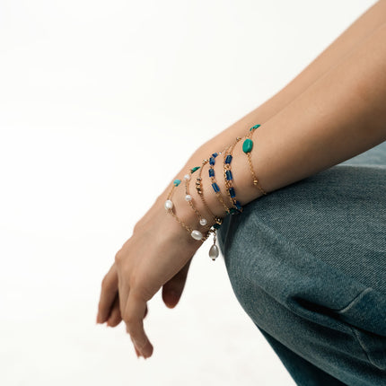 Ocean Tide Layered Charm Bracelet Set