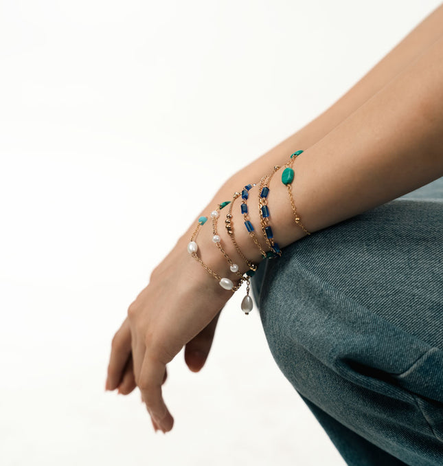 Ocean Tide Layered Charm Bracelet Set