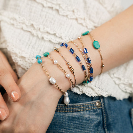 Ocean Tide Layered Charm Bracelet Set