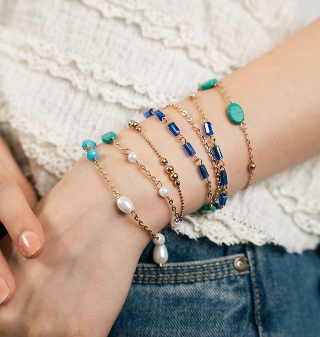 Ocean Tide Layered Charm Bracelet Set