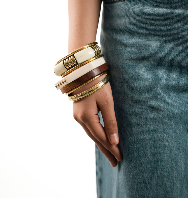 Ivory Luxe Metal Resin Bangles