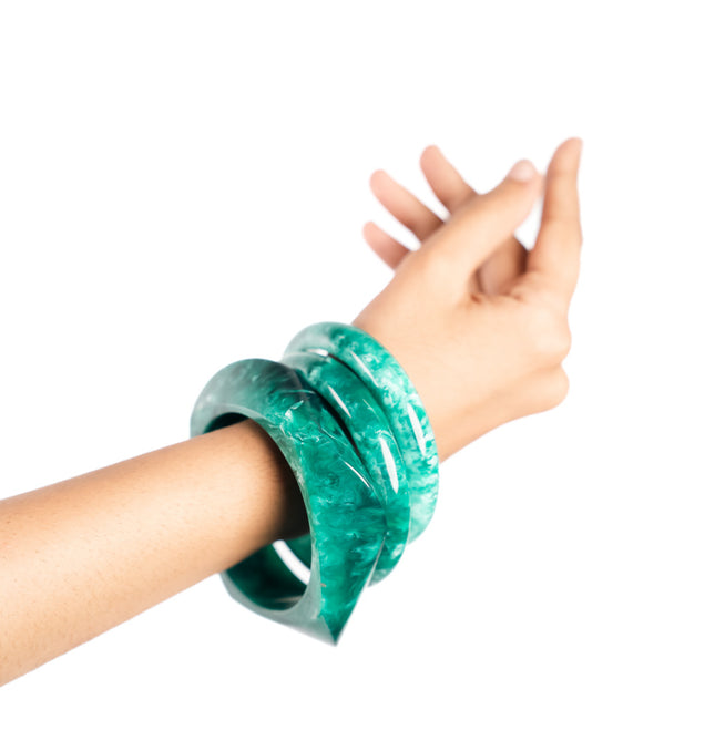 Aqua Marble Sculpt Bangle Set