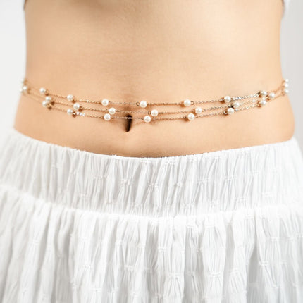 Pearl Drape Layered Waist Chain - HASHTACK
