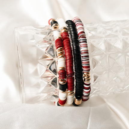 red-black-white-beaded-stackable-bracelet-set-gold-accent_jpg - HASHTACK hashtack.in