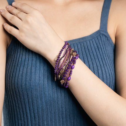 Royal Amethyst Purple Beaded Bracelet Stack - HASHTACK