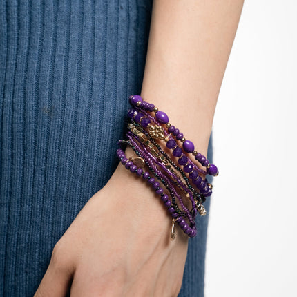Royal Amethyst Purple Beaded Bracelet Stack - HASHTACK