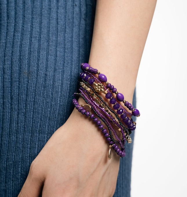 Royal Amethyst Purple Beaded Bracelet Stack - HASHTACK