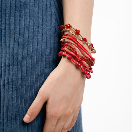 Ruby Red Beaded Bangle Stack - HASHTACK