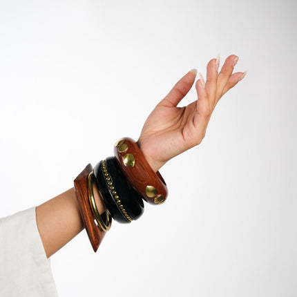 Rustic Luxe Wooden Bangle Stack - HASHTACK