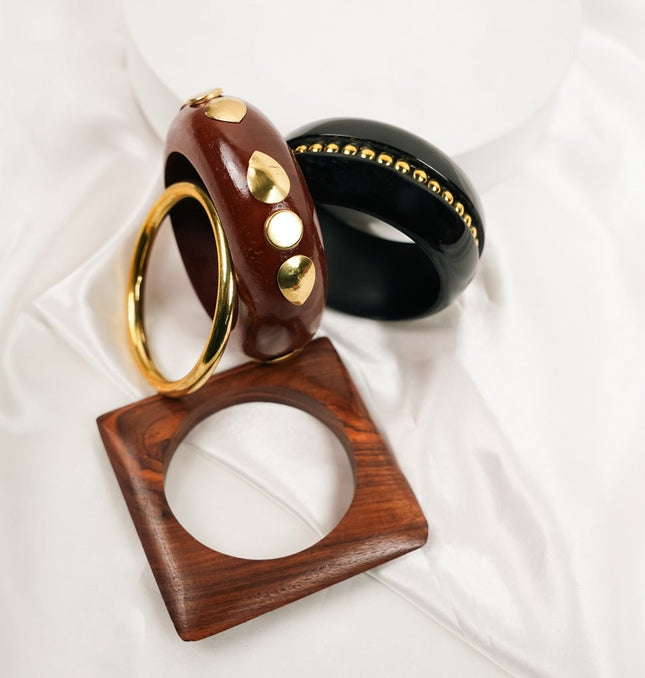 Rustic Luxe Wooden Bangle Stack - HASHTACK