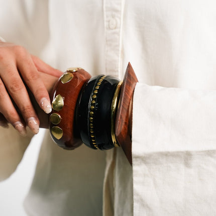 Rustic Luxe Wooden Bangle Stack - HASHTACK
