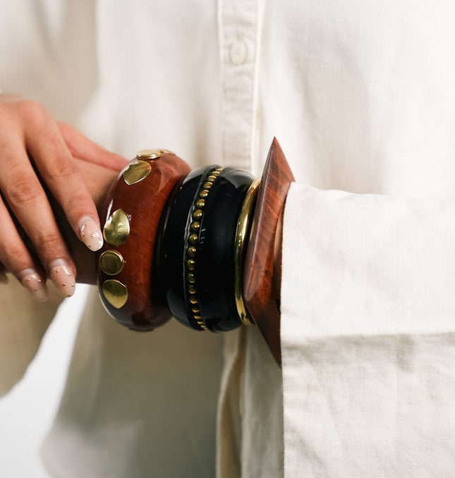 Rustic Luxe Wooden Bangle Stack - HASHTACK