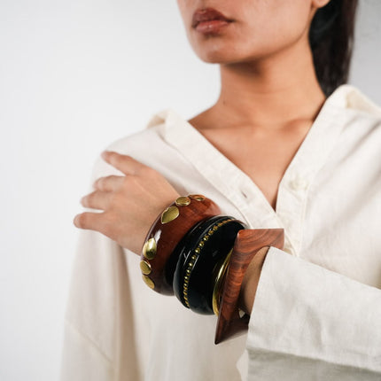Rustic Luxe Wooden Bangle Stack - HASHTACK