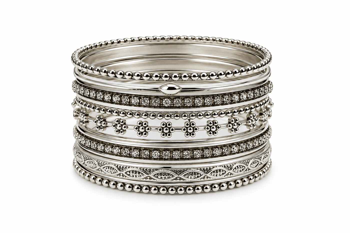 Silver Heritage Bangle Stack | Hashtack