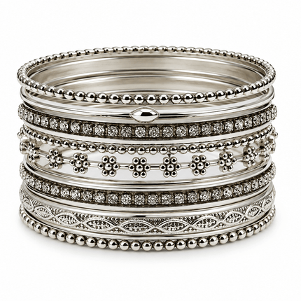 Silver Heritage Bangle Stack - HASHTACK