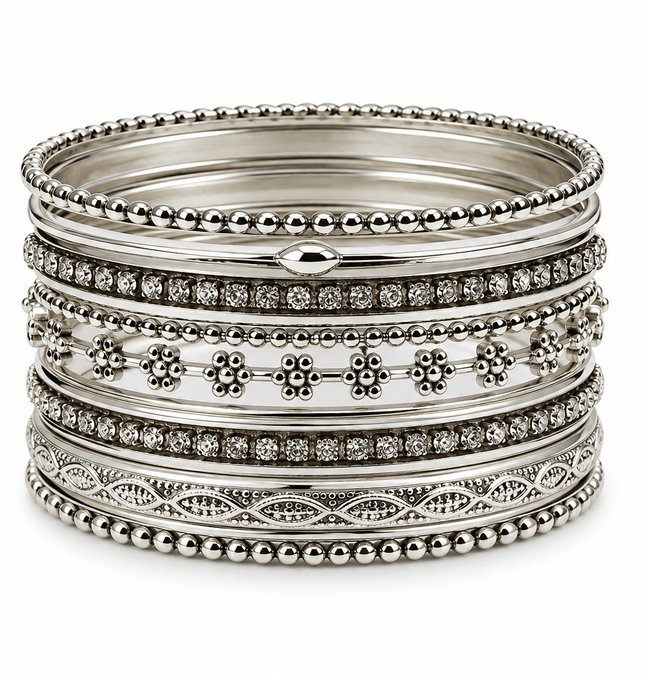Silver Heritage Bangle Stack - HASHTACK