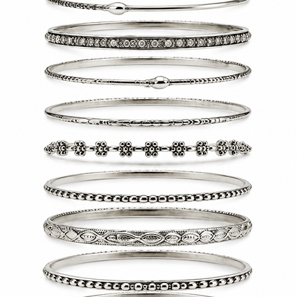 Silver Heritage Bangle Stack - HASHTACK