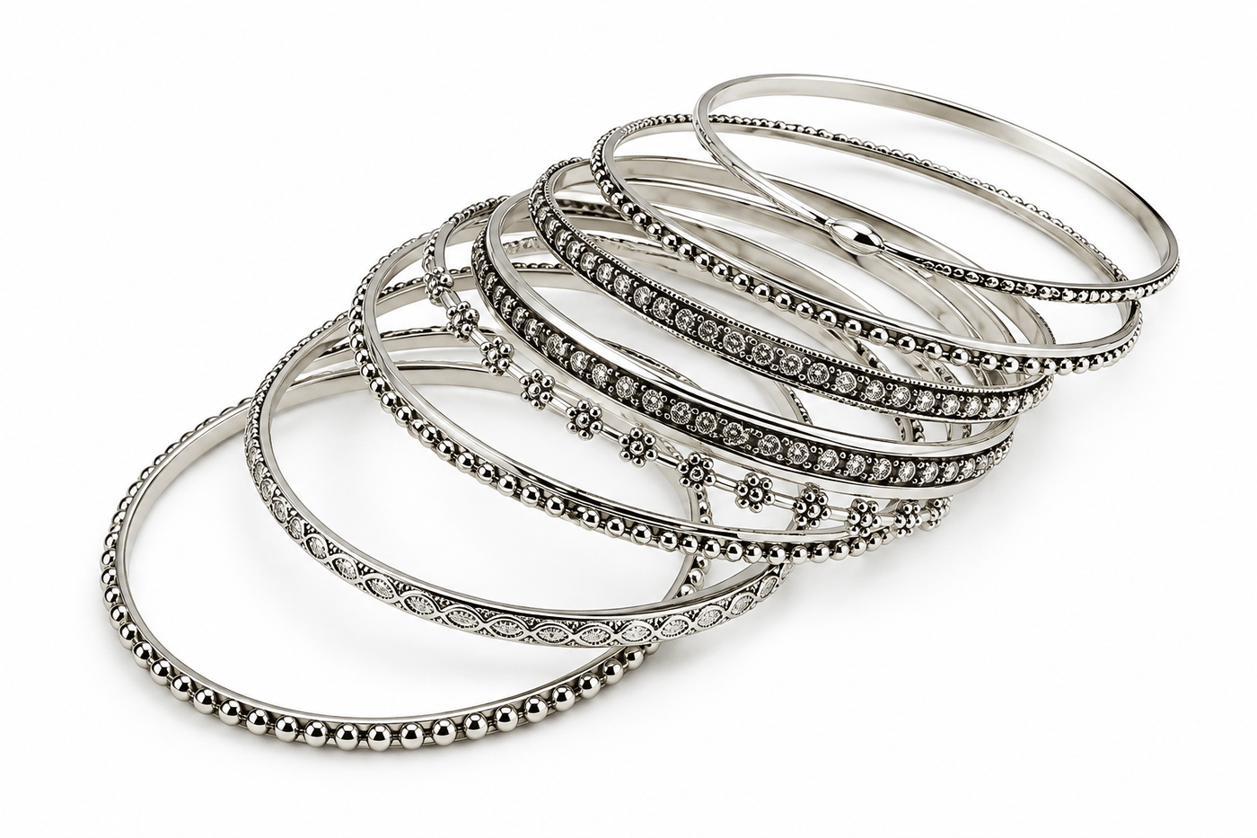 Silver Heritage Bangle Stack | Hashtack
