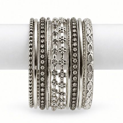 Silver Heritage Bangle Stack - HASHTACK