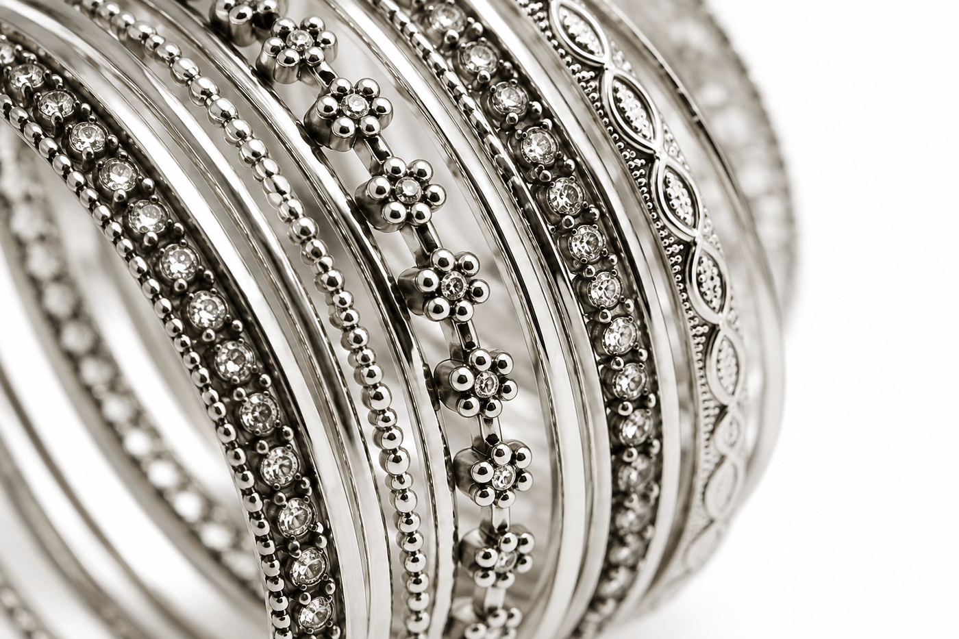 Silver Heritage Bangle Stack | Hashtack