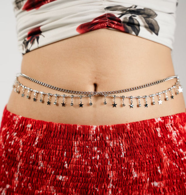 Silver Star Charm Layered Waist Chain - HASHTACK