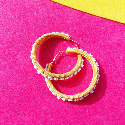 Yellow Cord Blossom Hoops