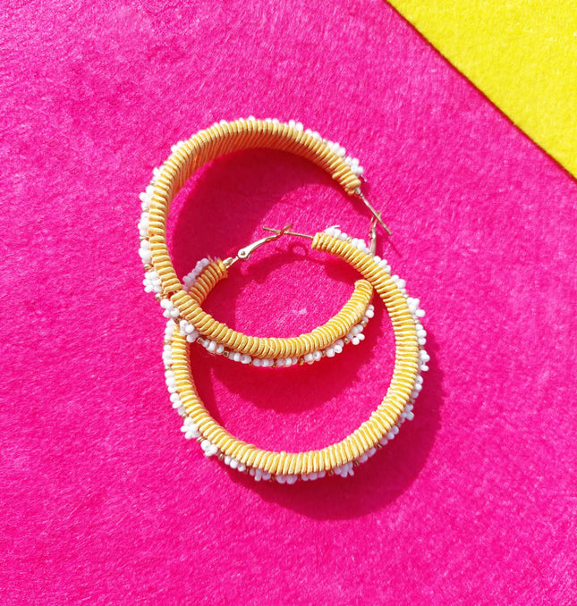 Yellow Cord Blossom Hoops